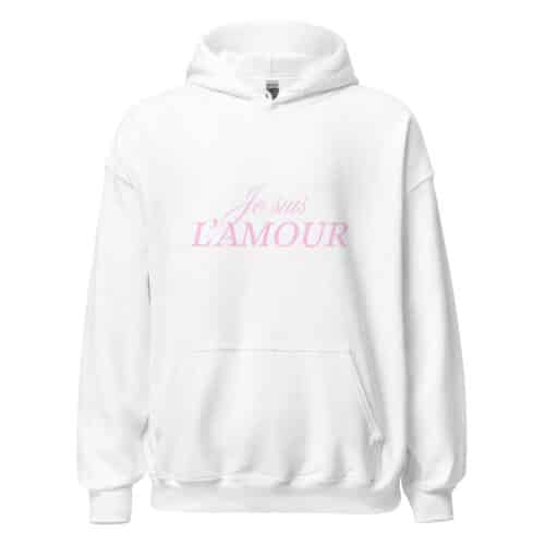 Veste à capuche vibratoire “Je suis l’AMOUR” rose
